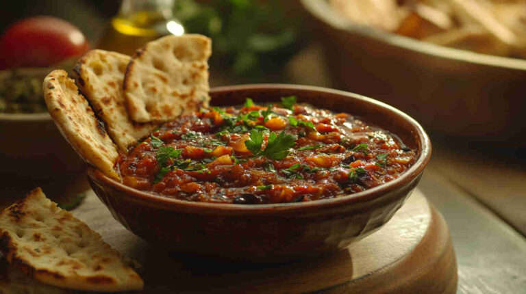 Smoky Aubergine Dip with Pita Bread