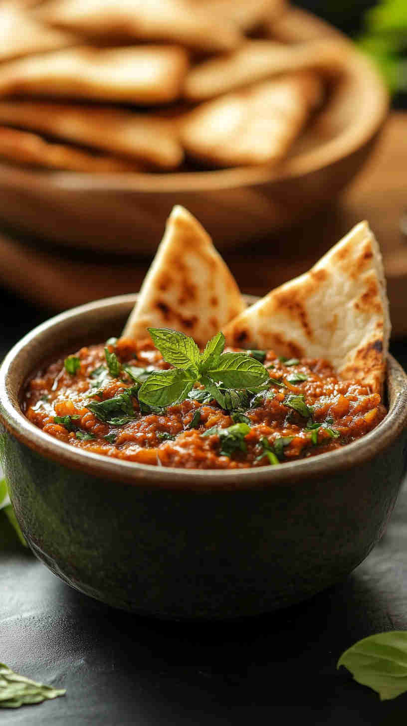 Smoky Aubergine Dip with Pita Bread