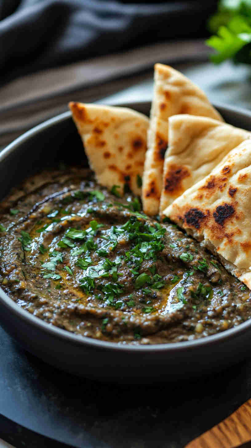 Smoky Aubergine Dip with Pita Bread