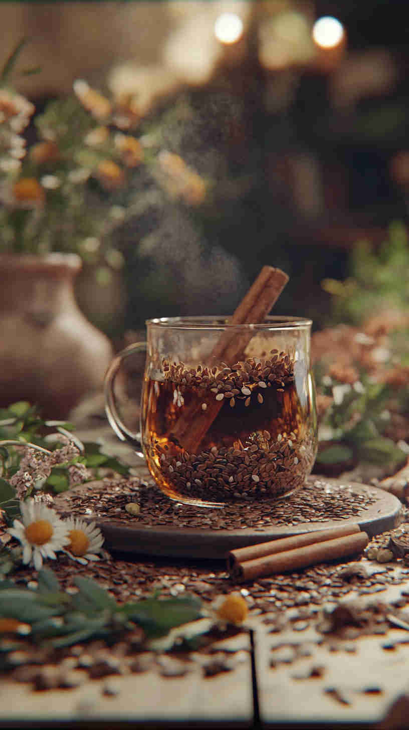 Spiced Herbal Tea with Flaxseeds