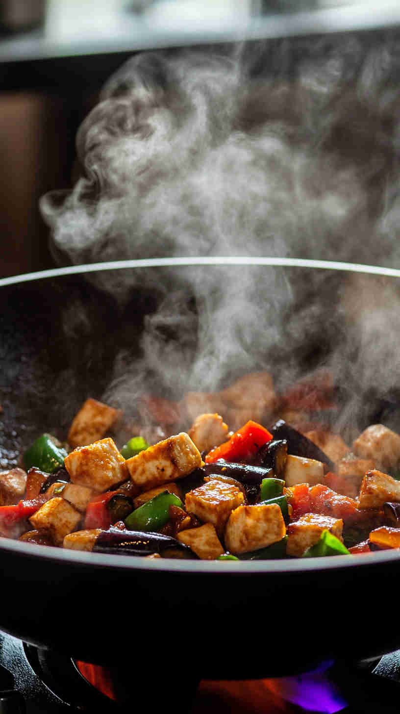 Spicy Aubergine Stir-Fry with Tofu