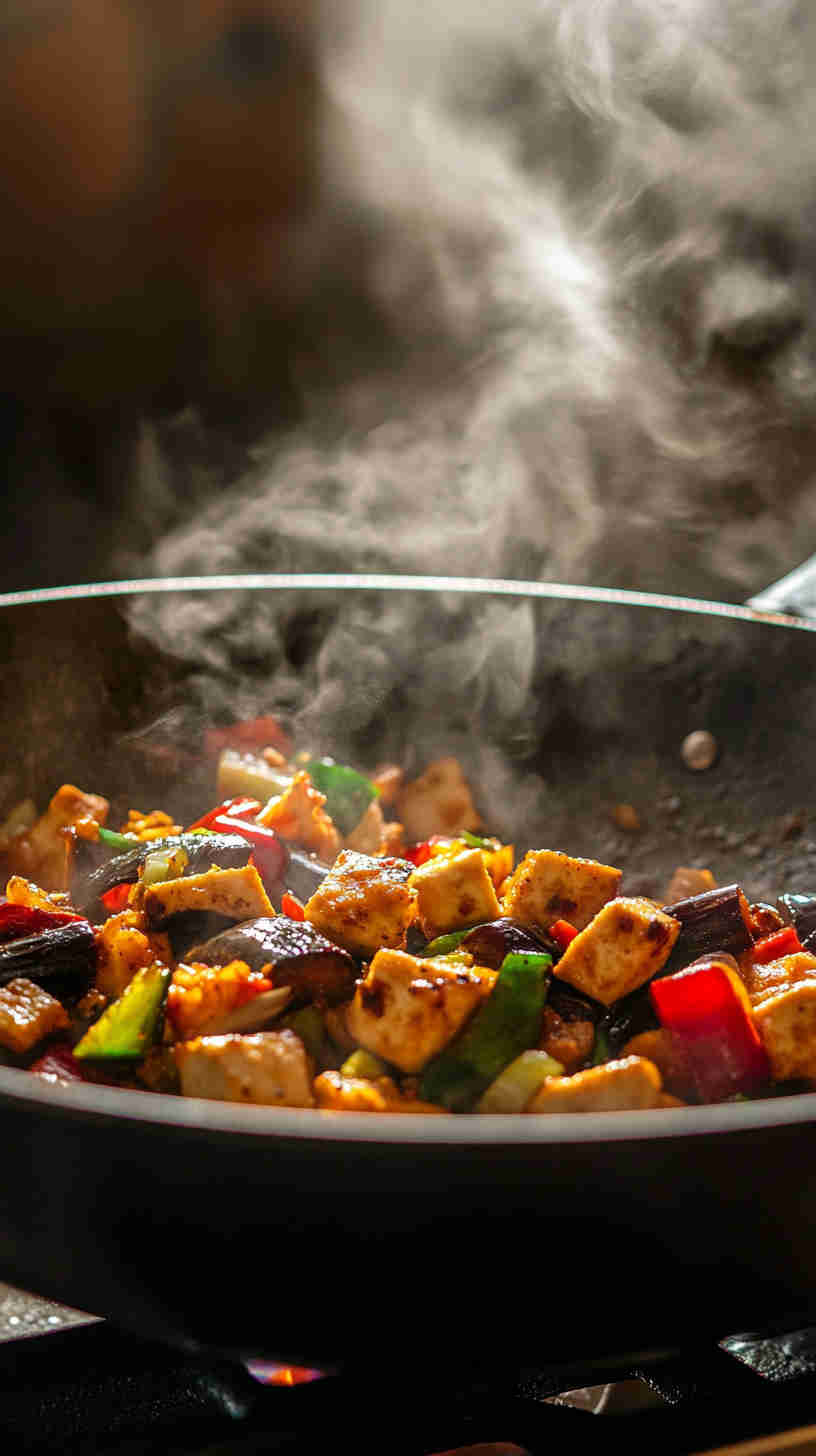 Spicy Aubergine Stir-Fry with Tofu