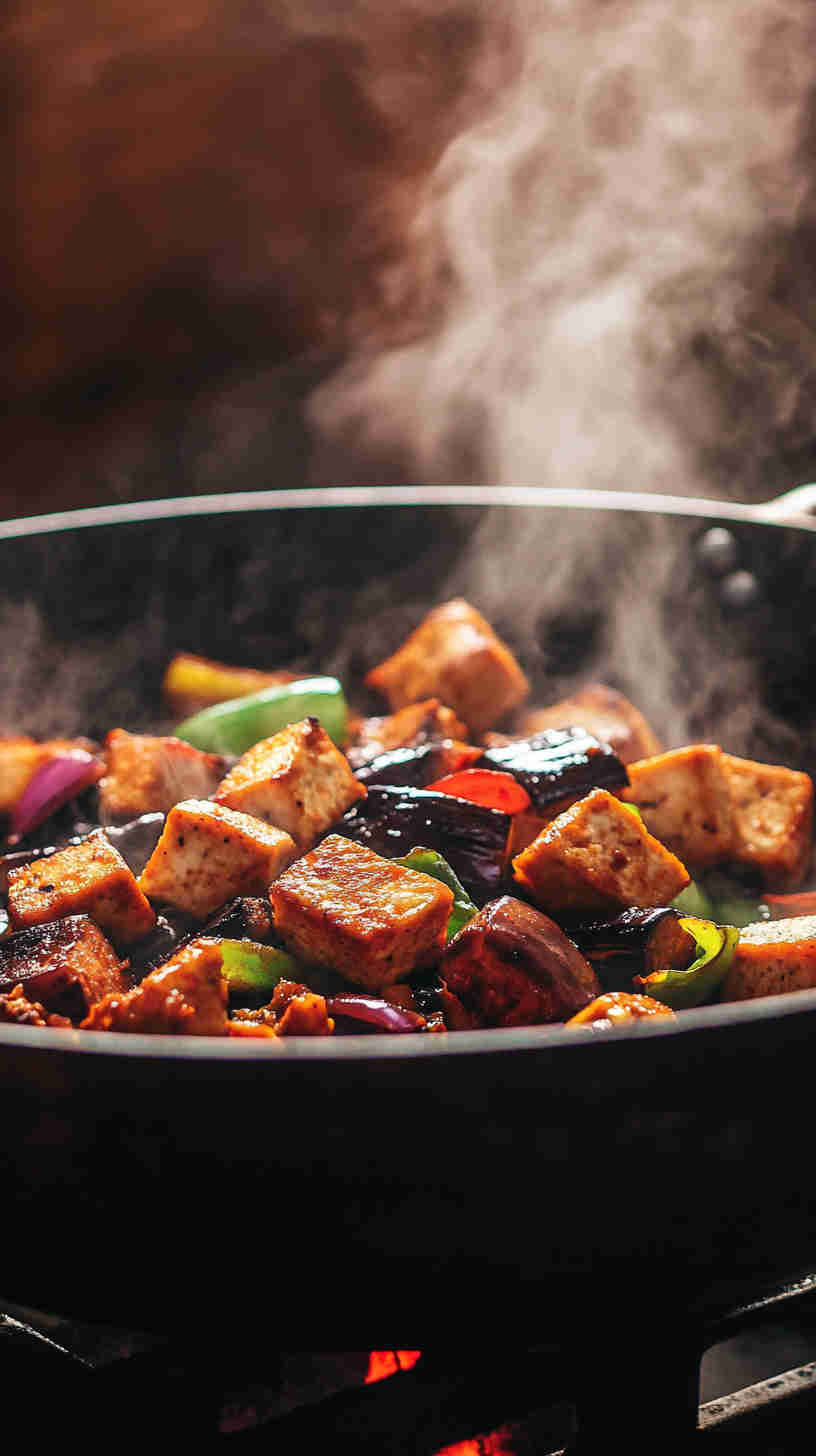 Spicy Aubergine Stir-Fry with Tofu