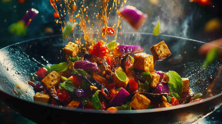 Spicy Aubergine Stir-Fry with Tofu