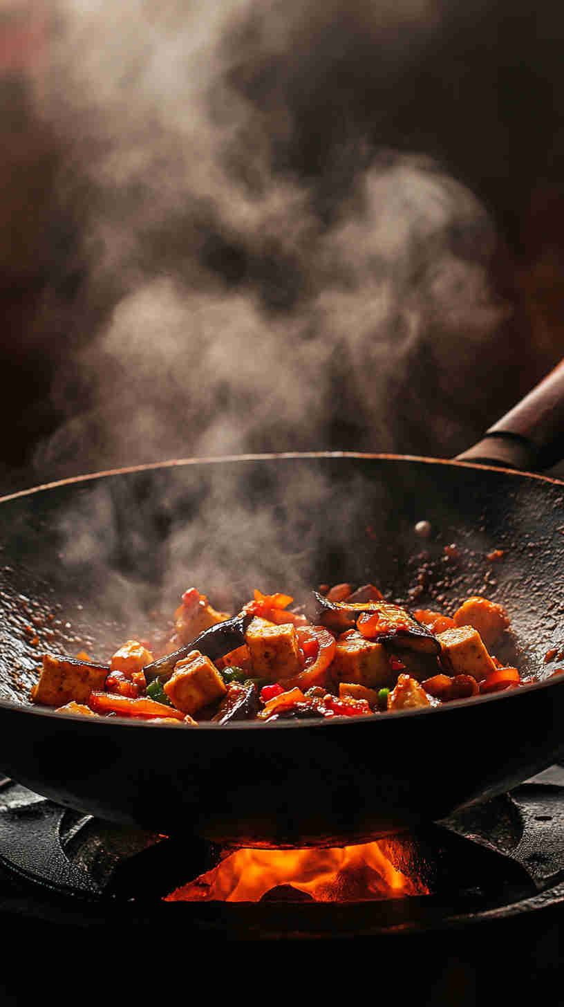 Spicy Aubergine Stir-Fry with Tofu
