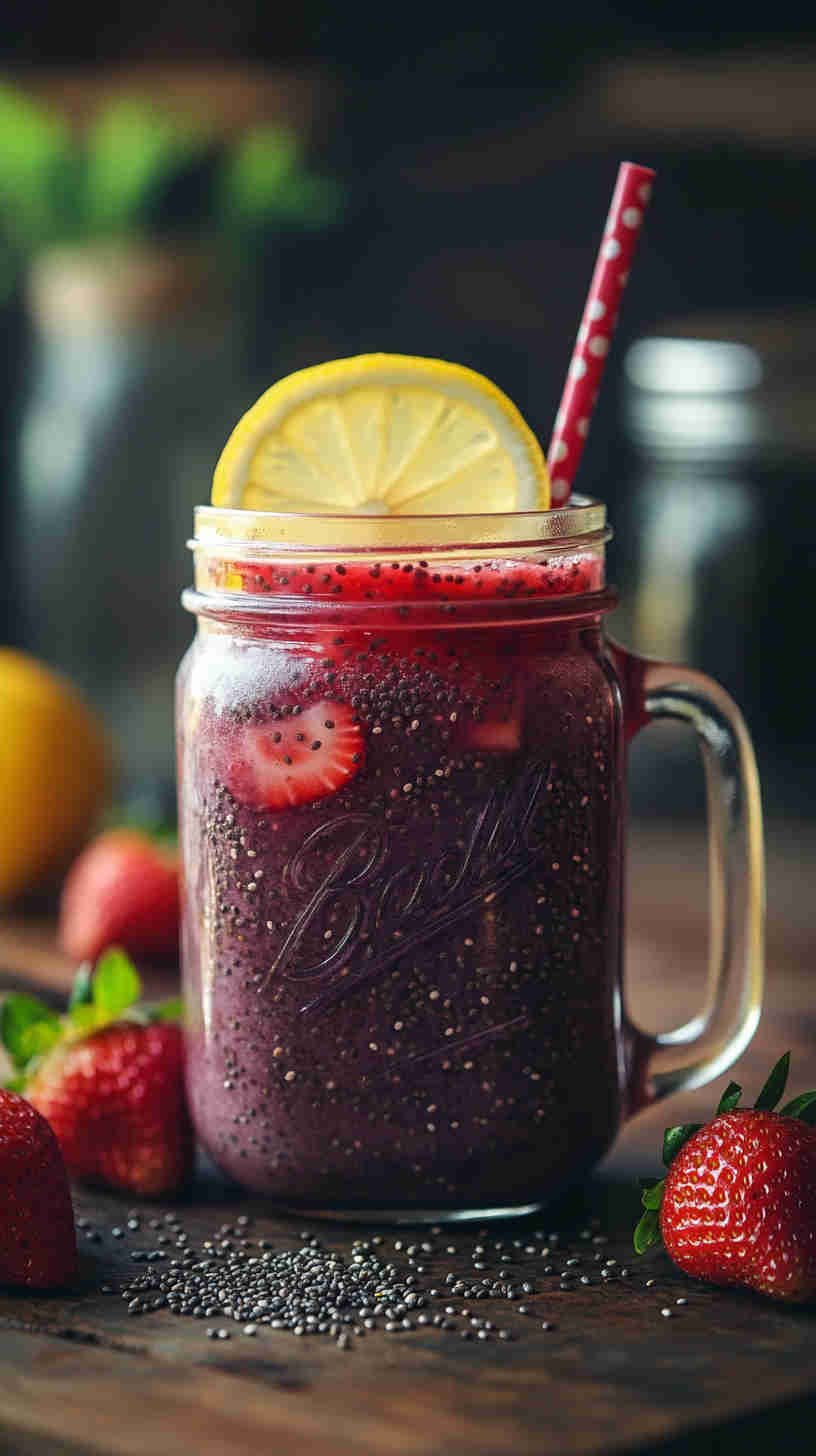 Strawberry Acai Refresher with Chia Seeds