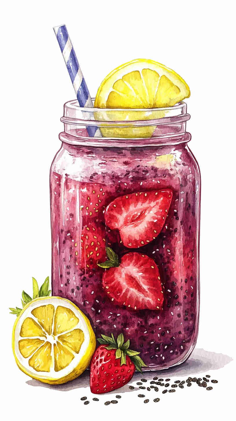 Strawberry Acai Refresher with Chia Seeds