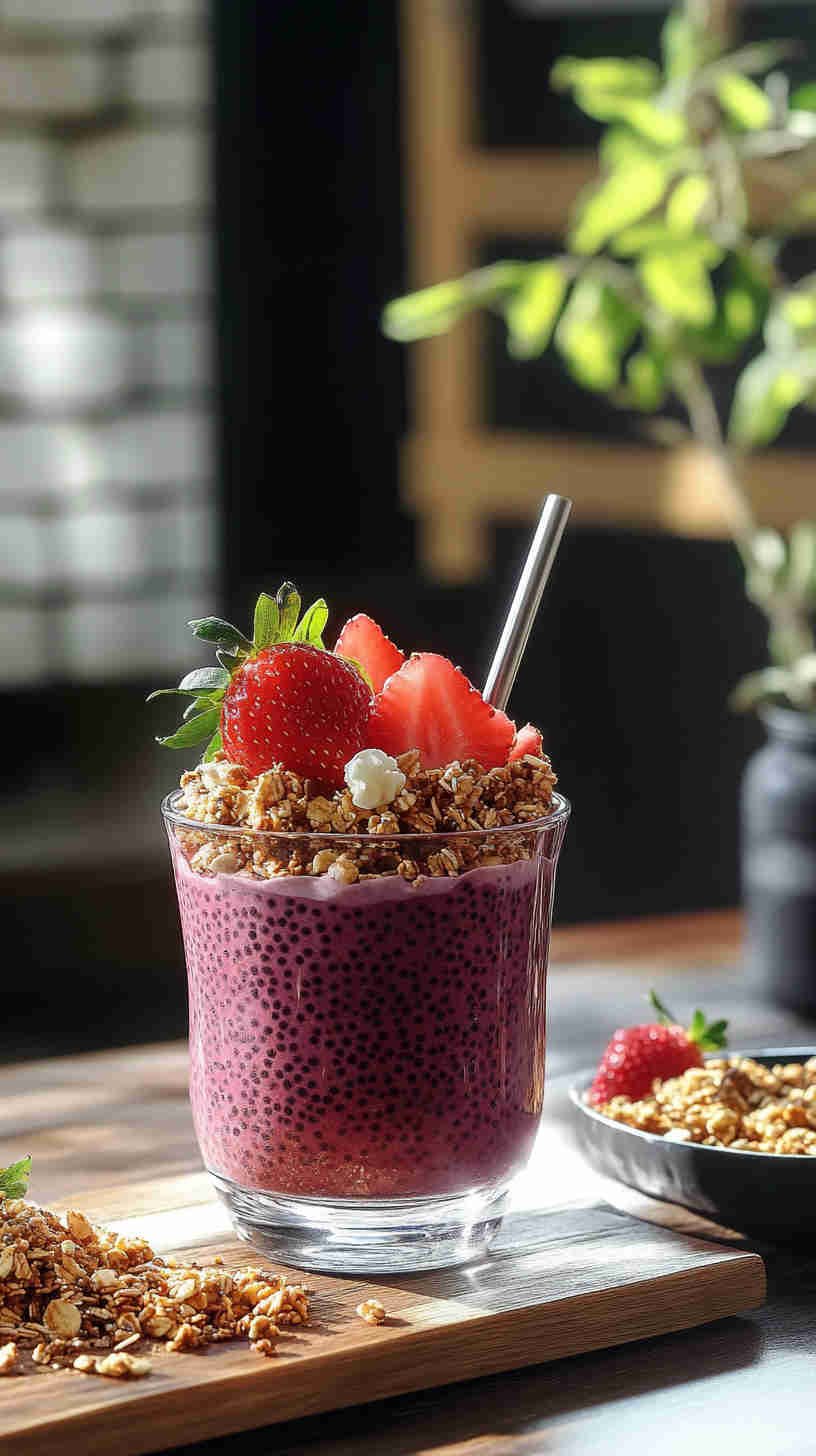 Strawberry Acai Refresher with Chia Seeds