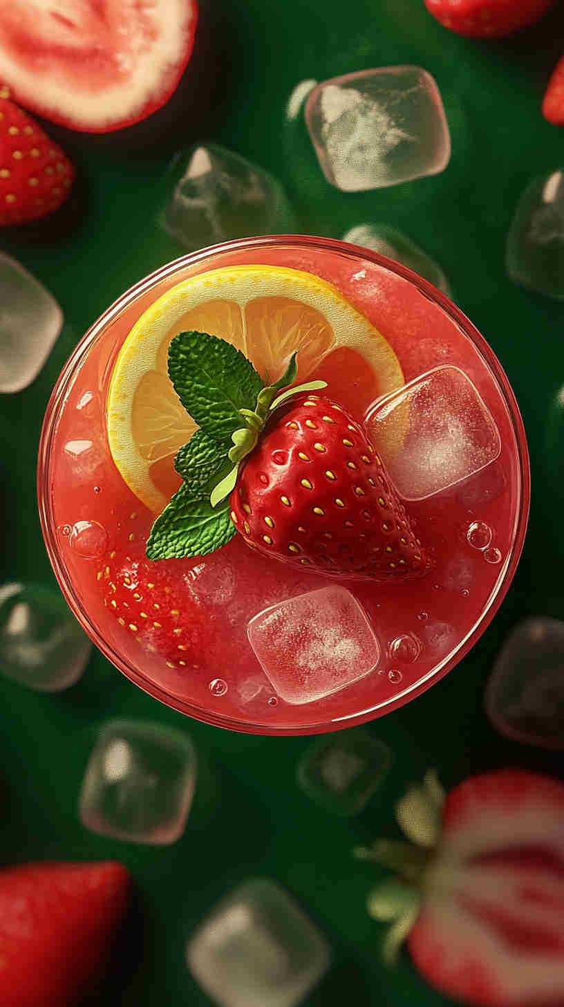 Strawberry Acai Refresher with a Minty Kick