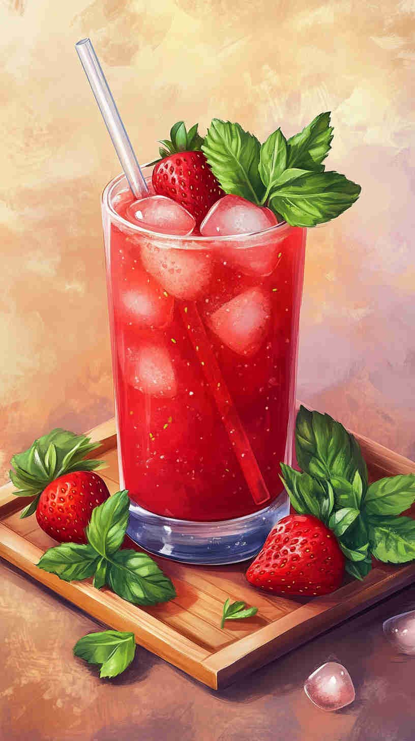 Strawberry Acai Refresher with a Minty Kick