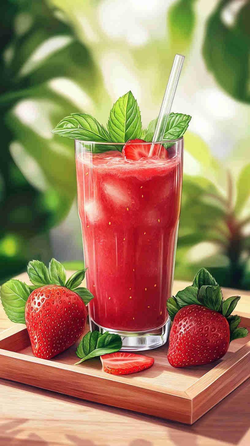 Strawberry Acai Refresher with a Minty Kick