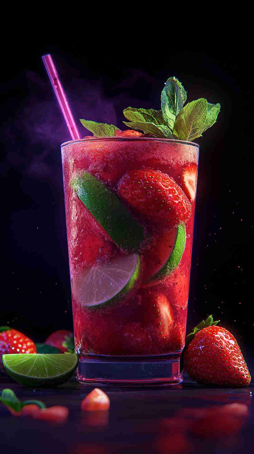 Strawberry Acai Refresher with a Minty Kick