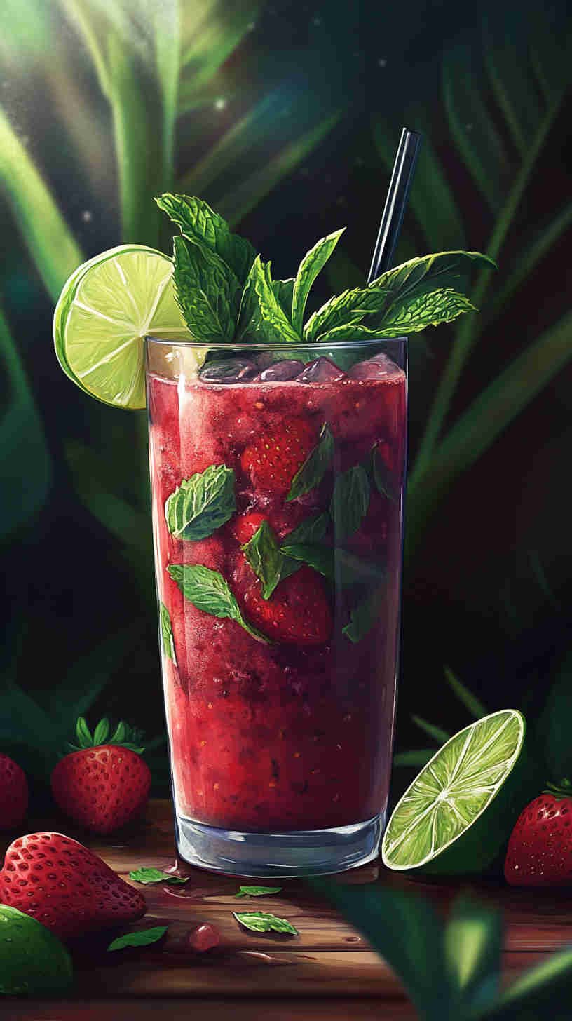 Strawberry Acai Refresher with a Minty Kick