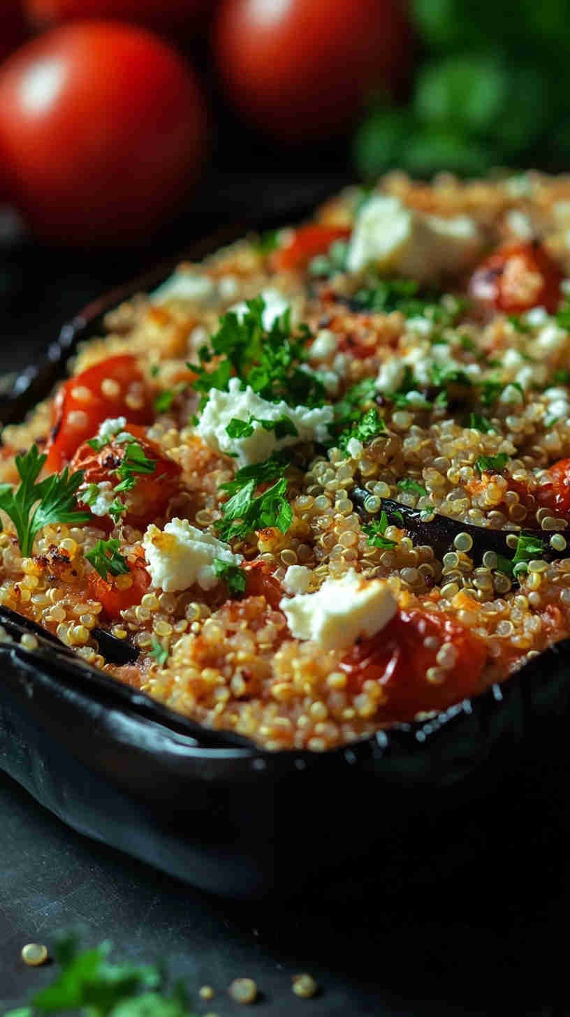 Stuffed Aubergine with Quinoa and Feta