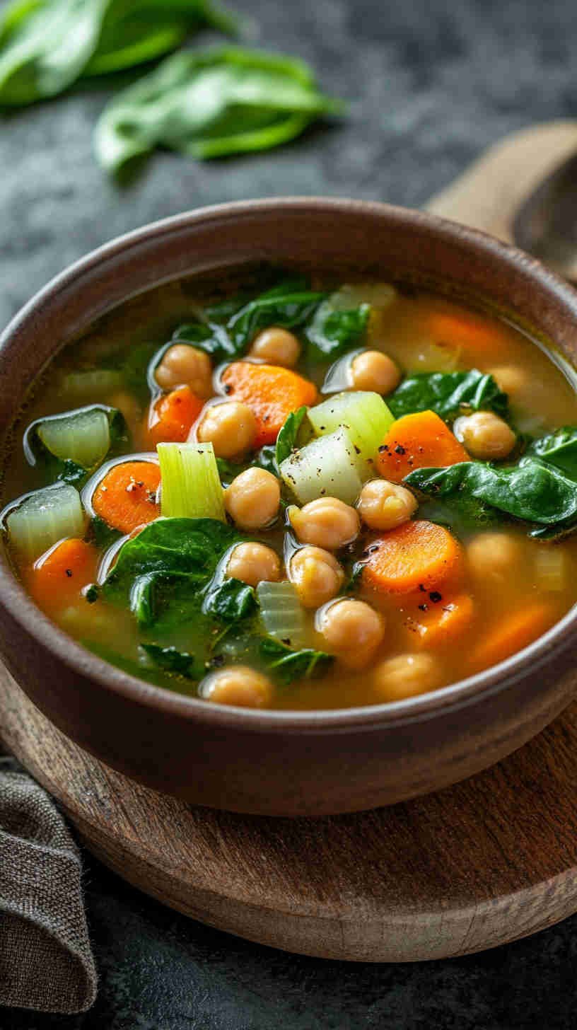 Vegan Chickpea and Spinach Soup