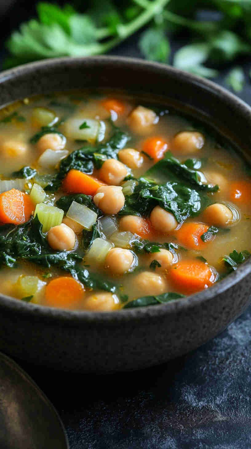 Vegan Chickpea and Spinach Soup