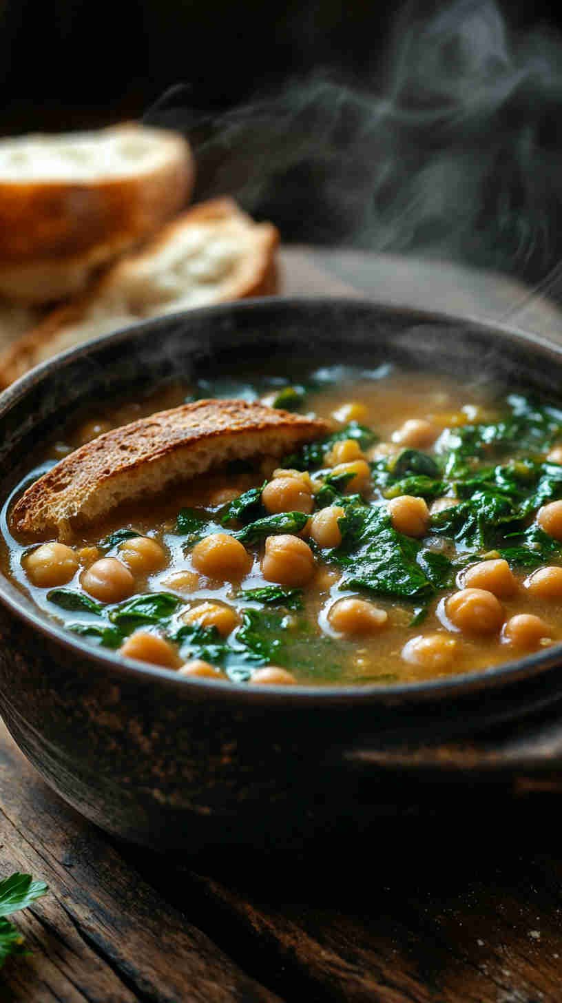 Vegan Chickpea and Spinach Soup