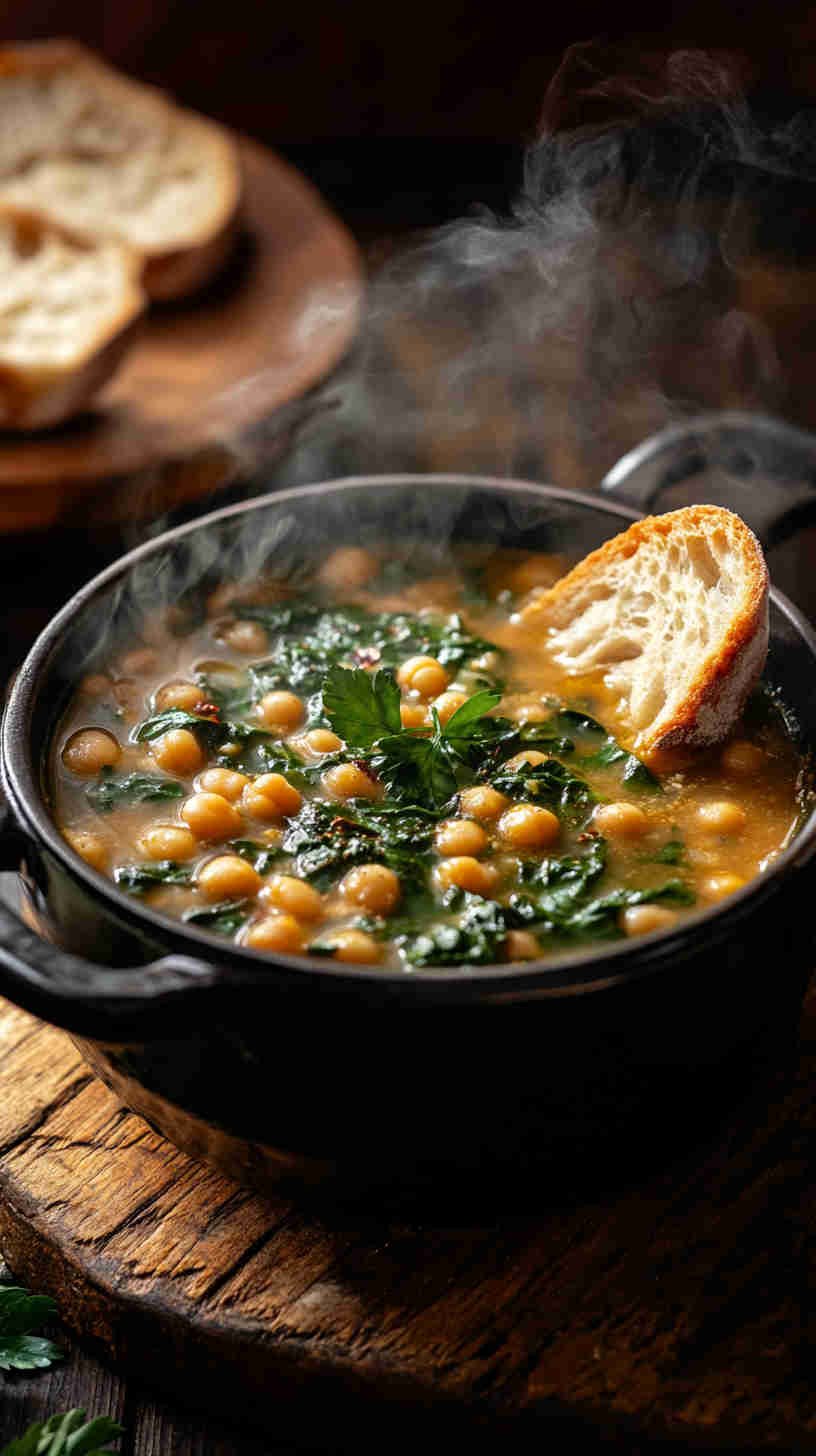 Vegan Chickpea and Spinach Soup