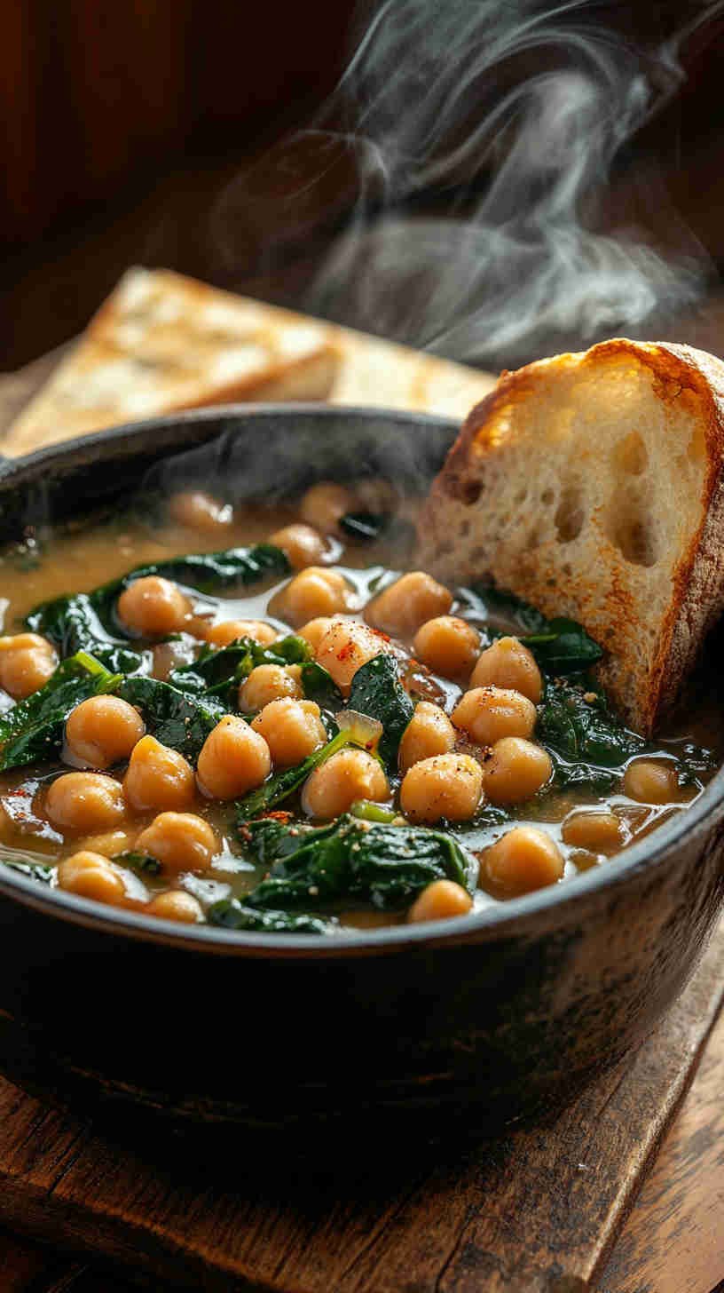 Vegan Chickpea and Spinach Soup