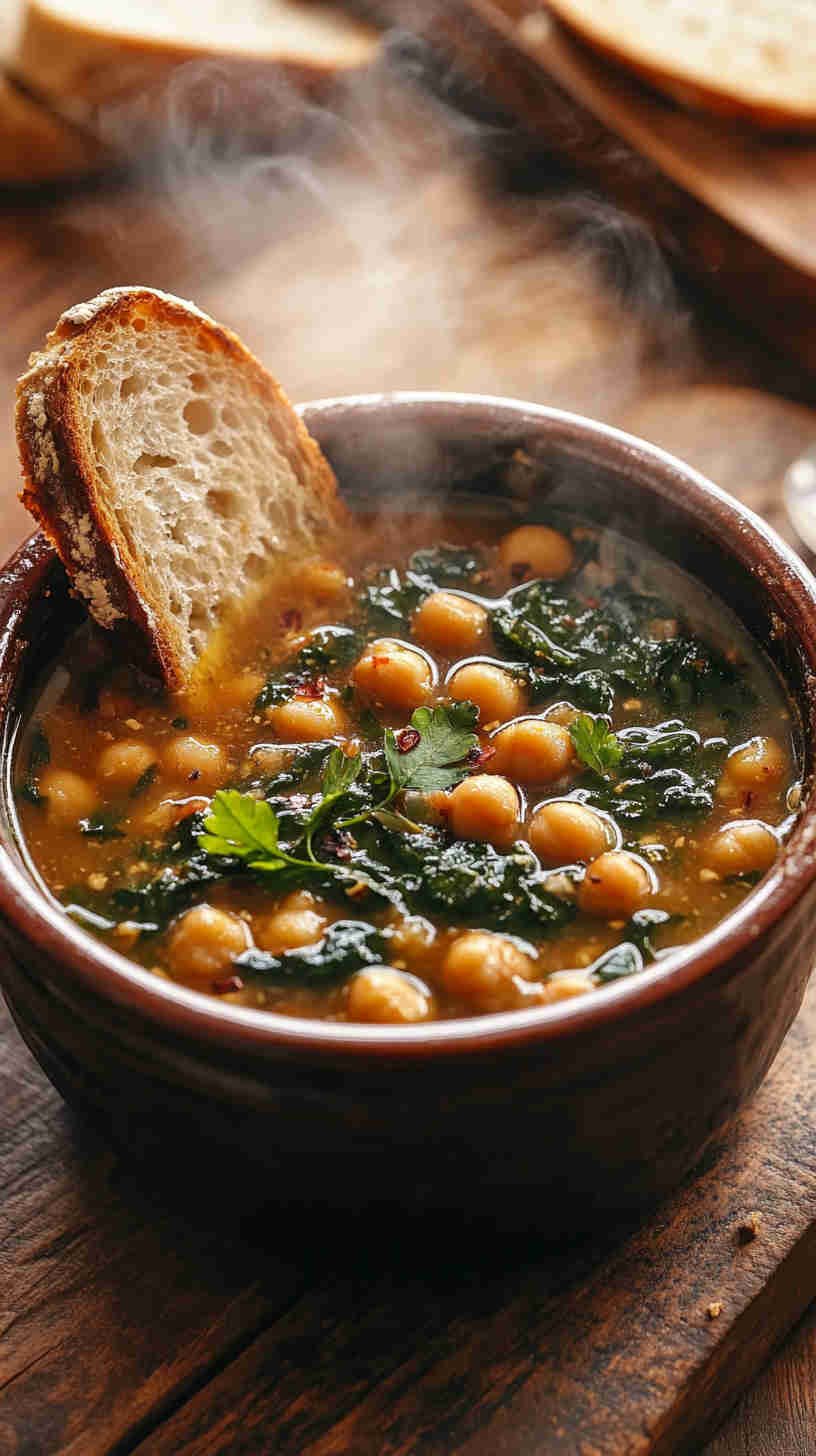 Vegan Chickpea and Spinach Soup