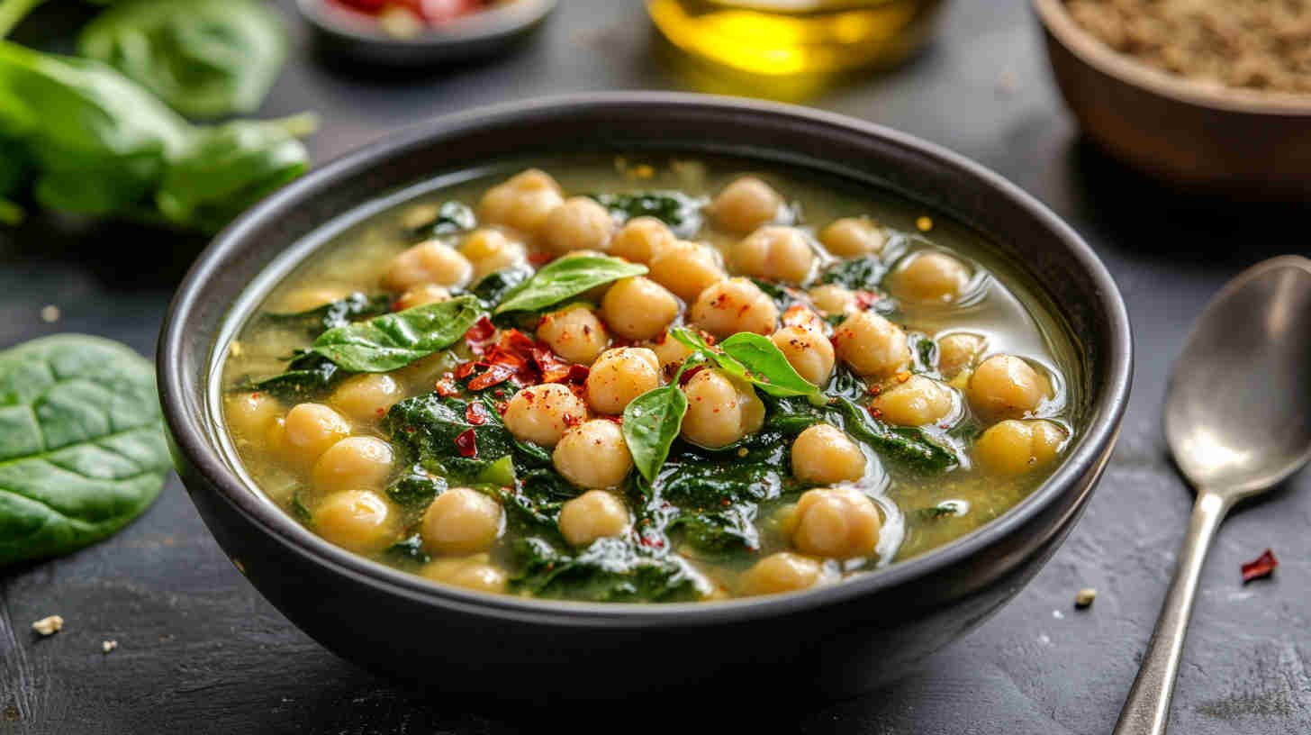 Vegan Chickpea and Spinach Soup