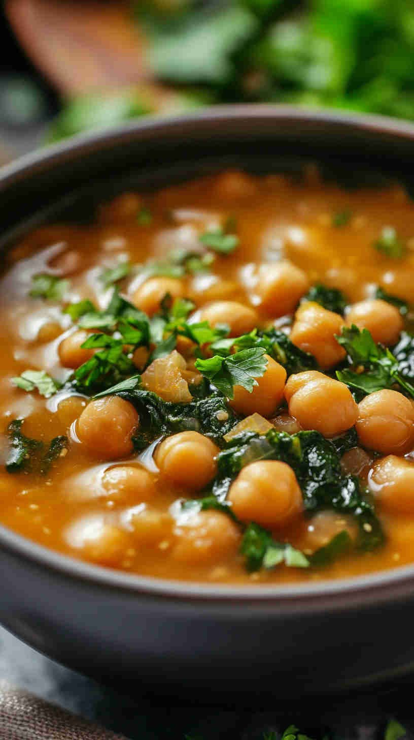 Vegan Chickpea and Spinach Soup