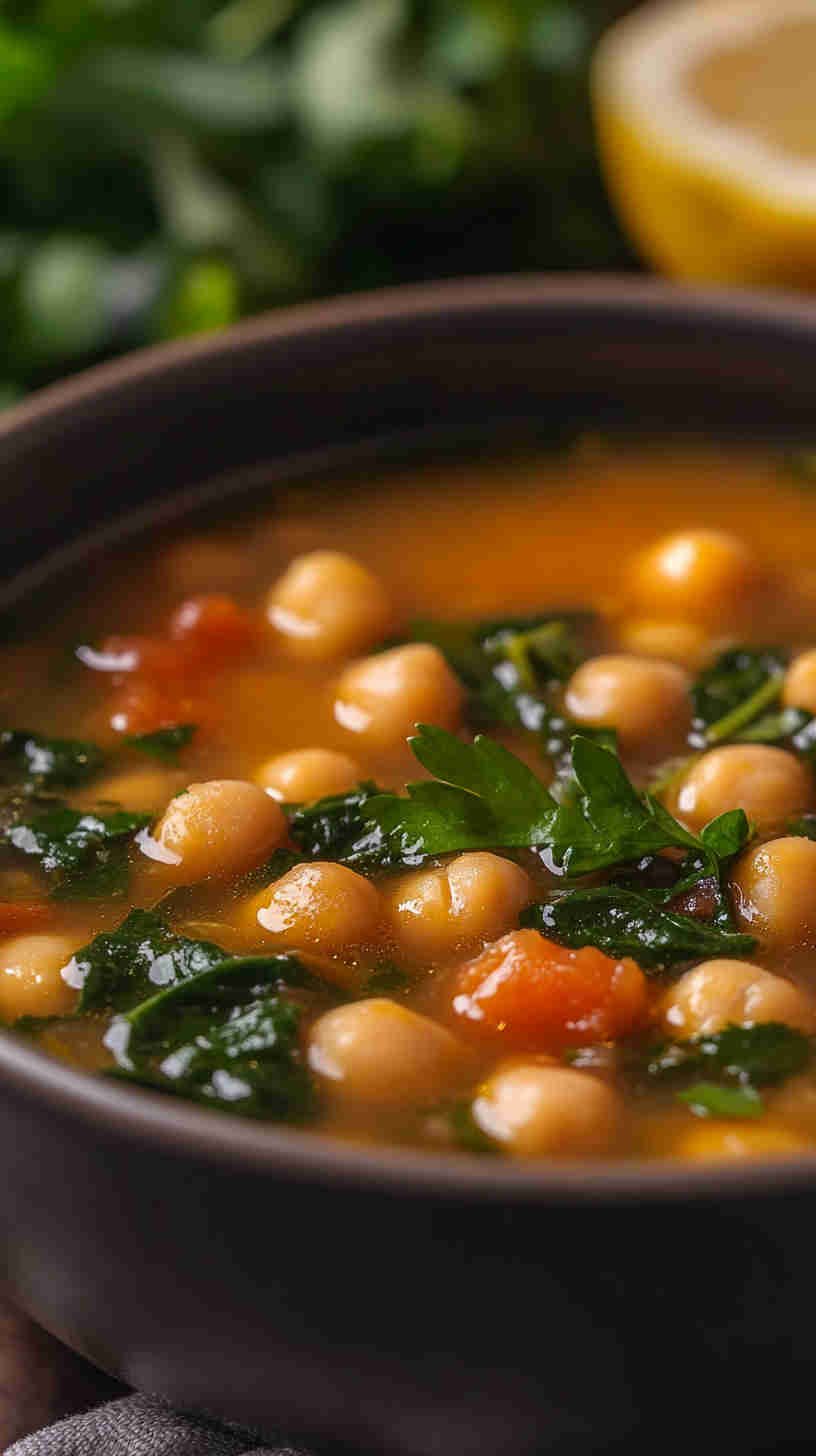 Vegan Chickpea and Spinach Soup