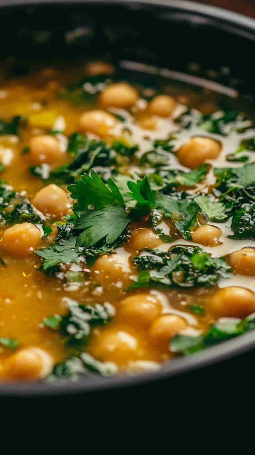 Vegan Chickpea and Spinach Soup
