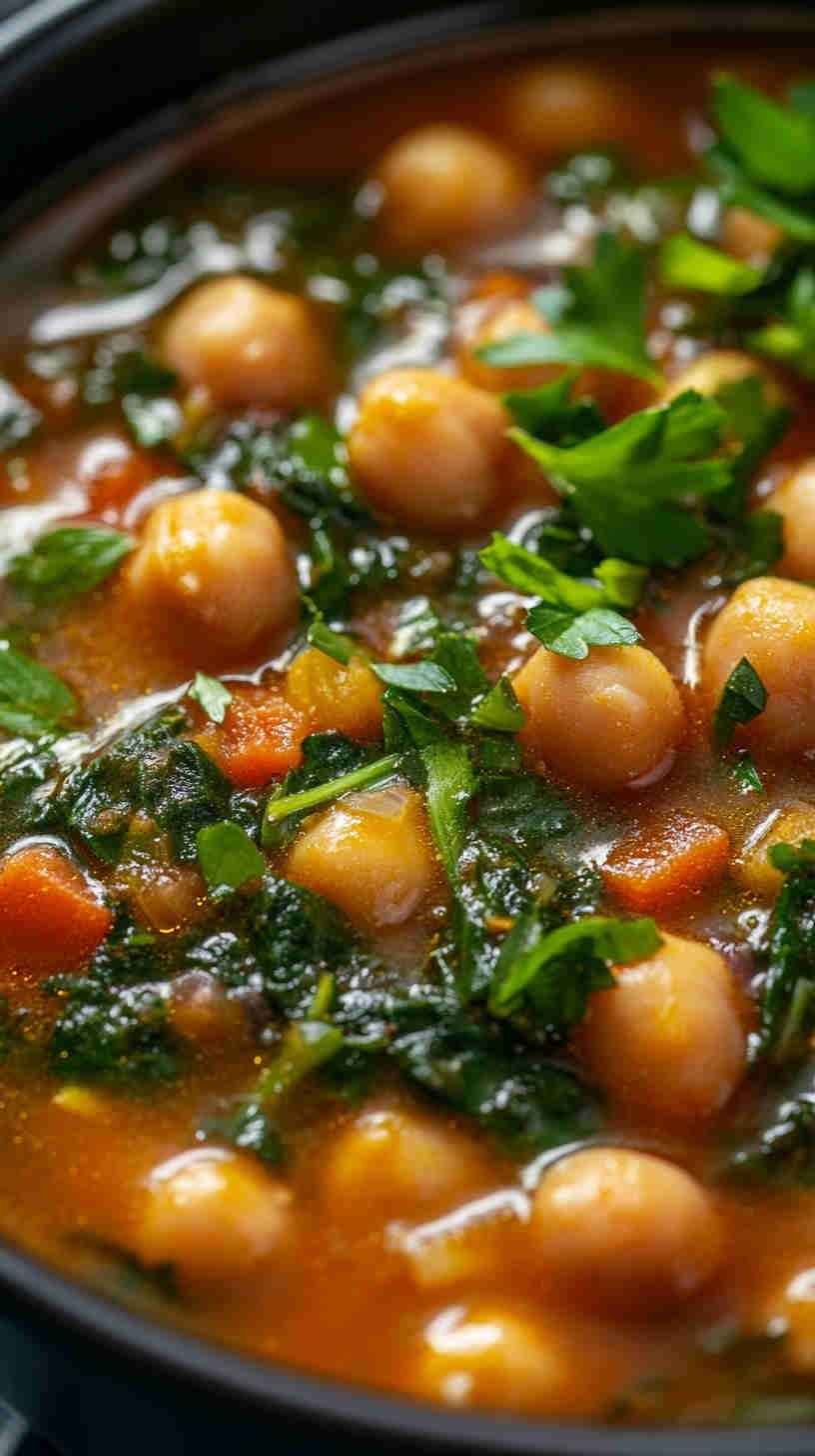 Vegan Chickpea and Spinach Soup