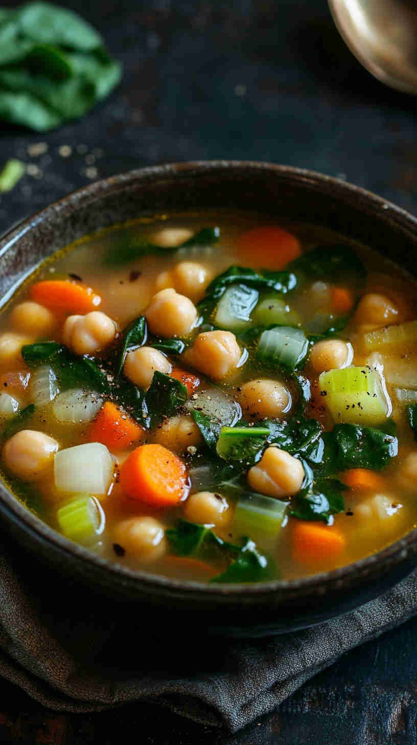 Vegan Chickpea and Spinach Soup