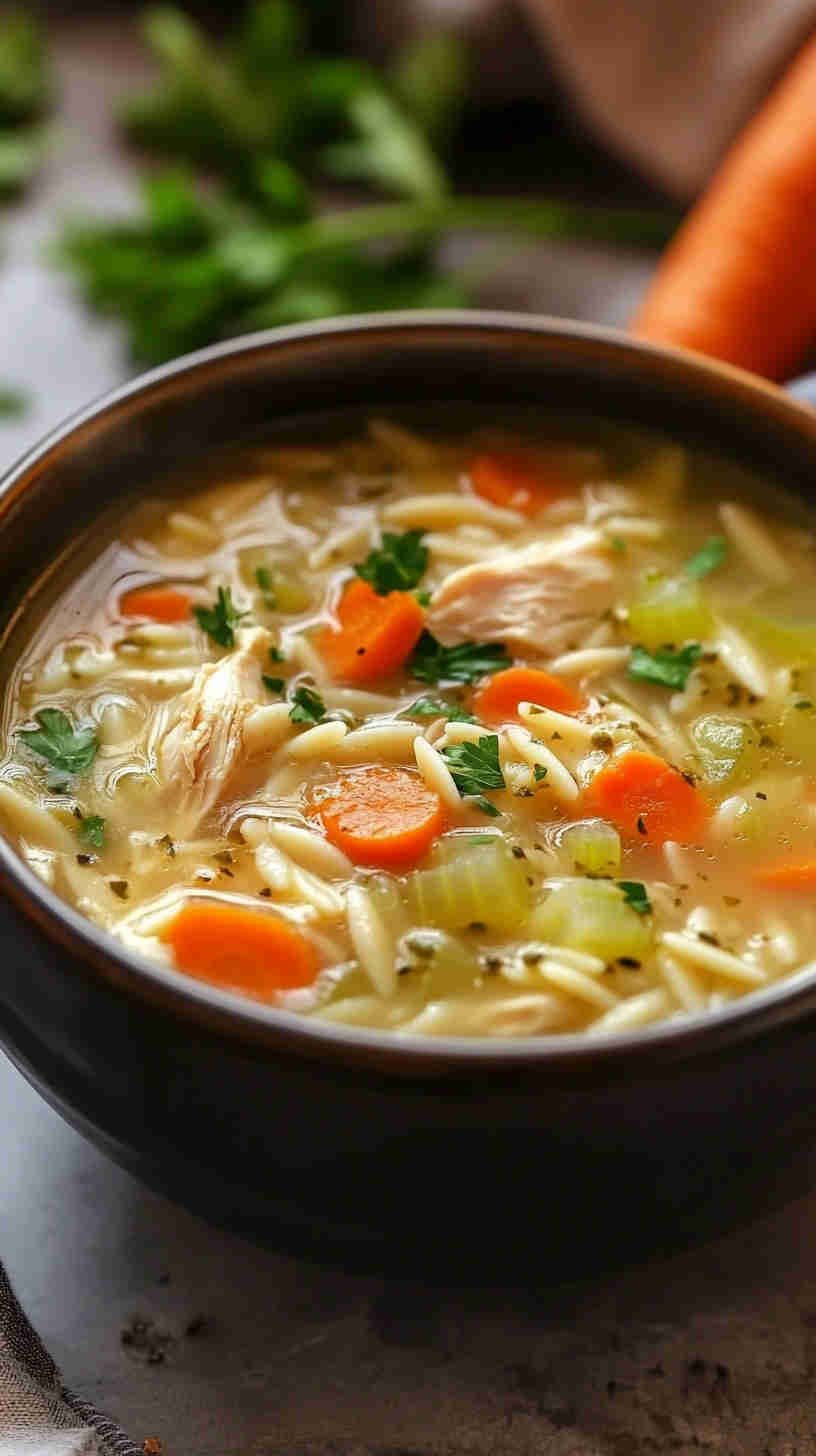 Zesty Lemon Chicken Orzo Soup