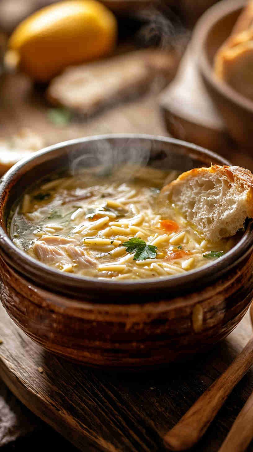 Zesty Lemon Chicken Orzo Soup