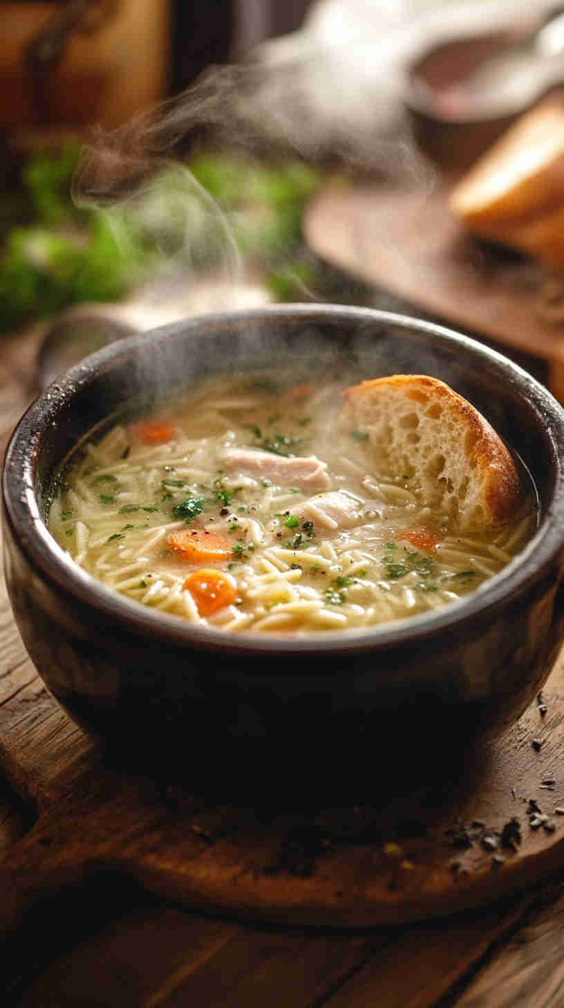 Zesty Lemon Chicken Orzo Soup