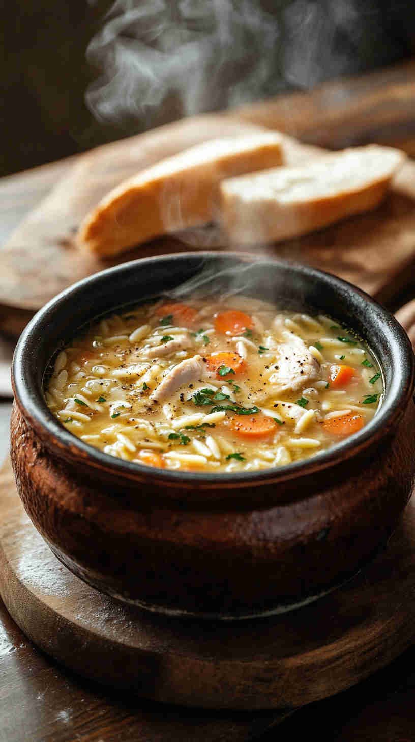 Zesty Lemon Chicken Orzo Soup