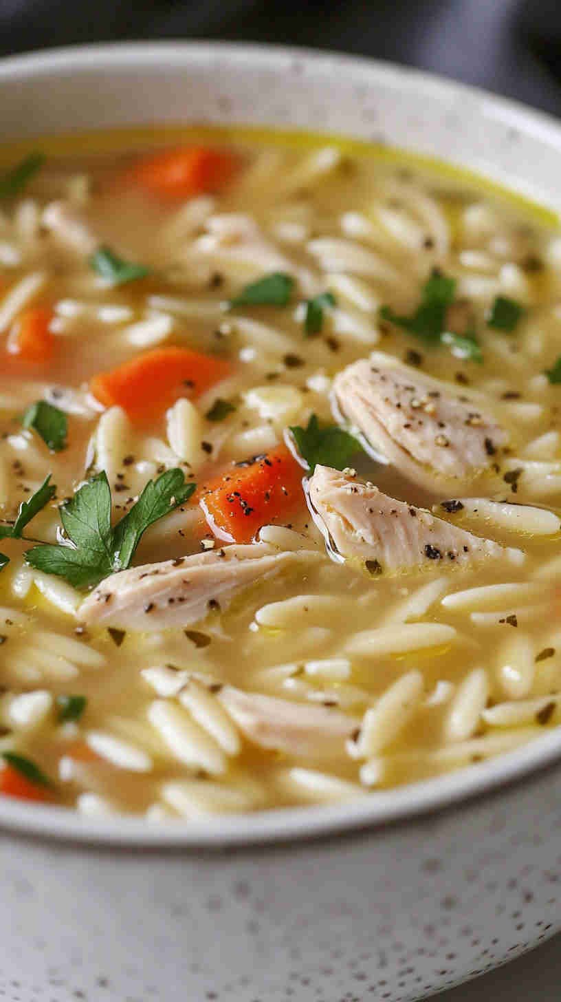 Zesty Lemon Chicken Orzo Soup