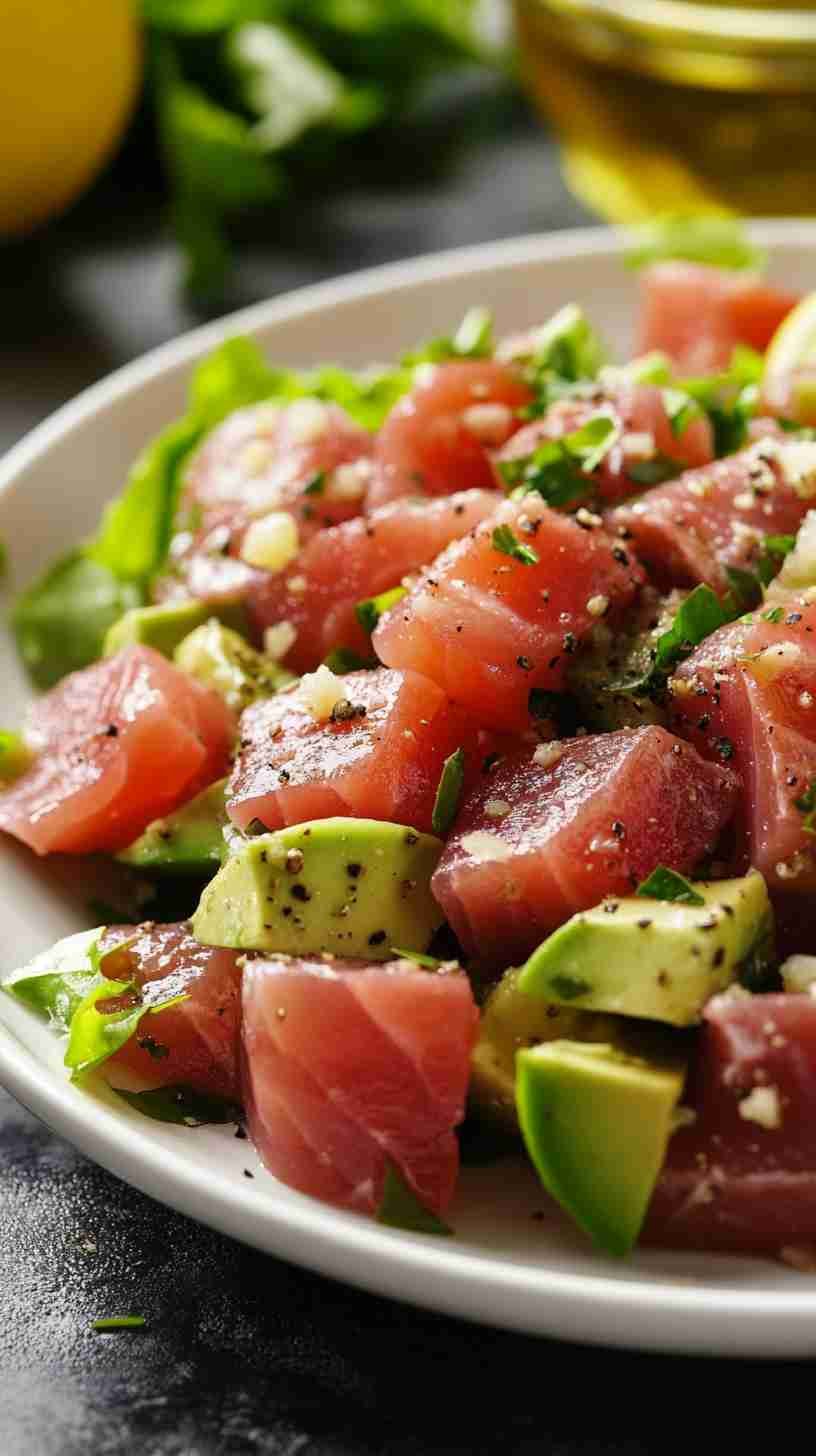 Avocado and Tuna Salad with Lemon Dressing