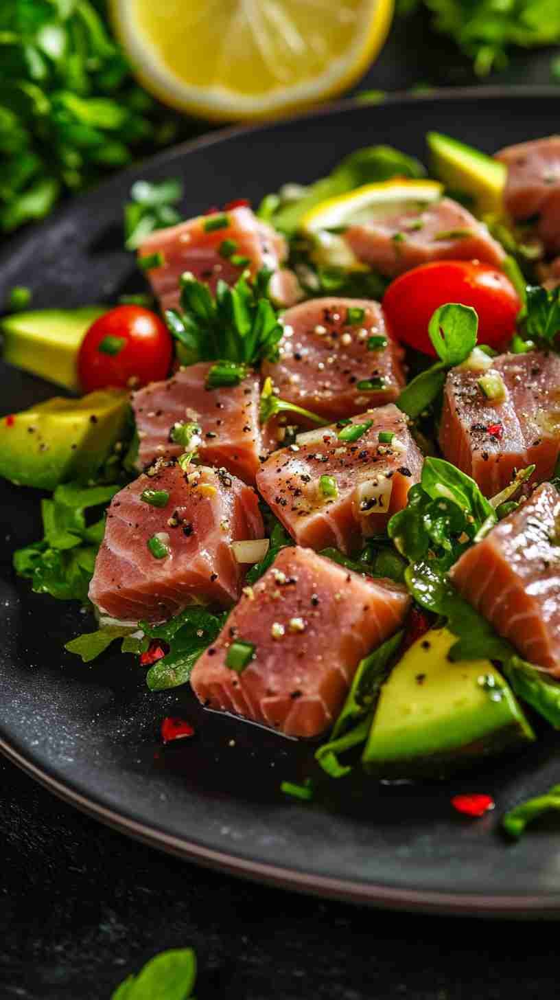 Avocado and Tuna Salad with Lemon Dressing