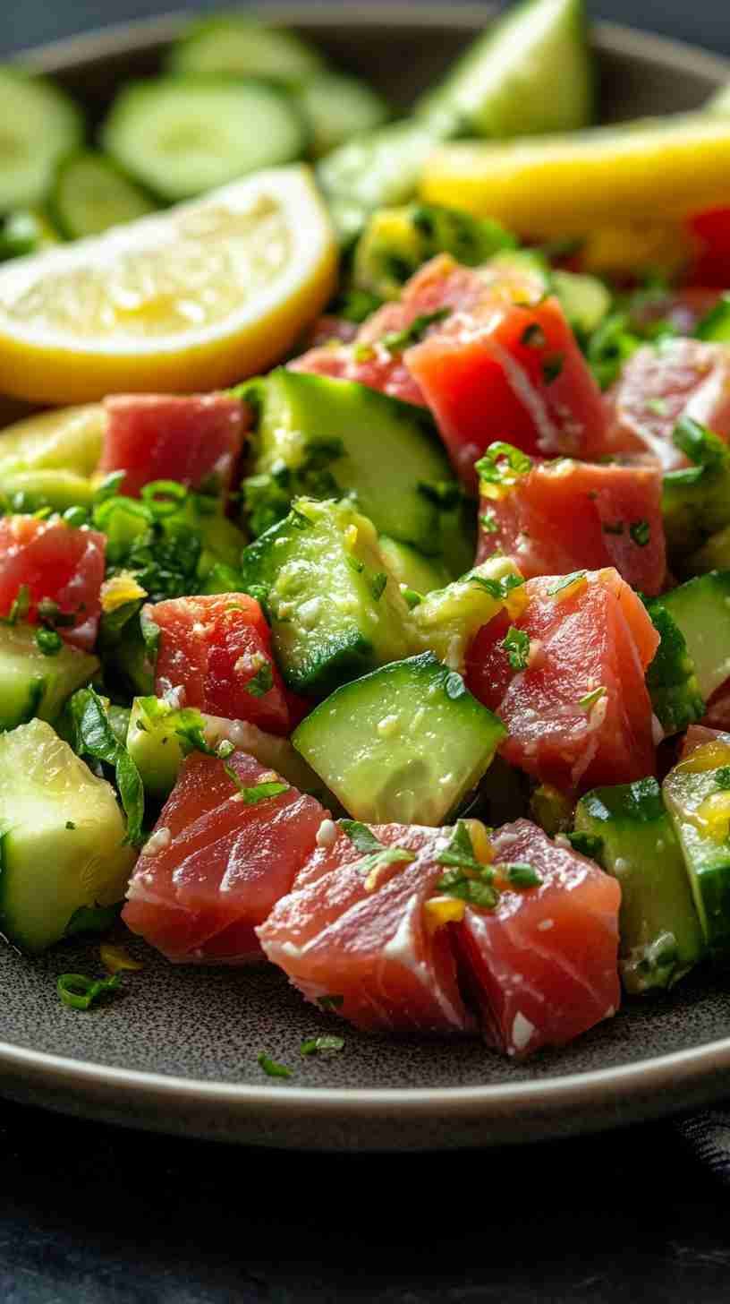 Avocado and Tuna Salad with Lemon Dressing