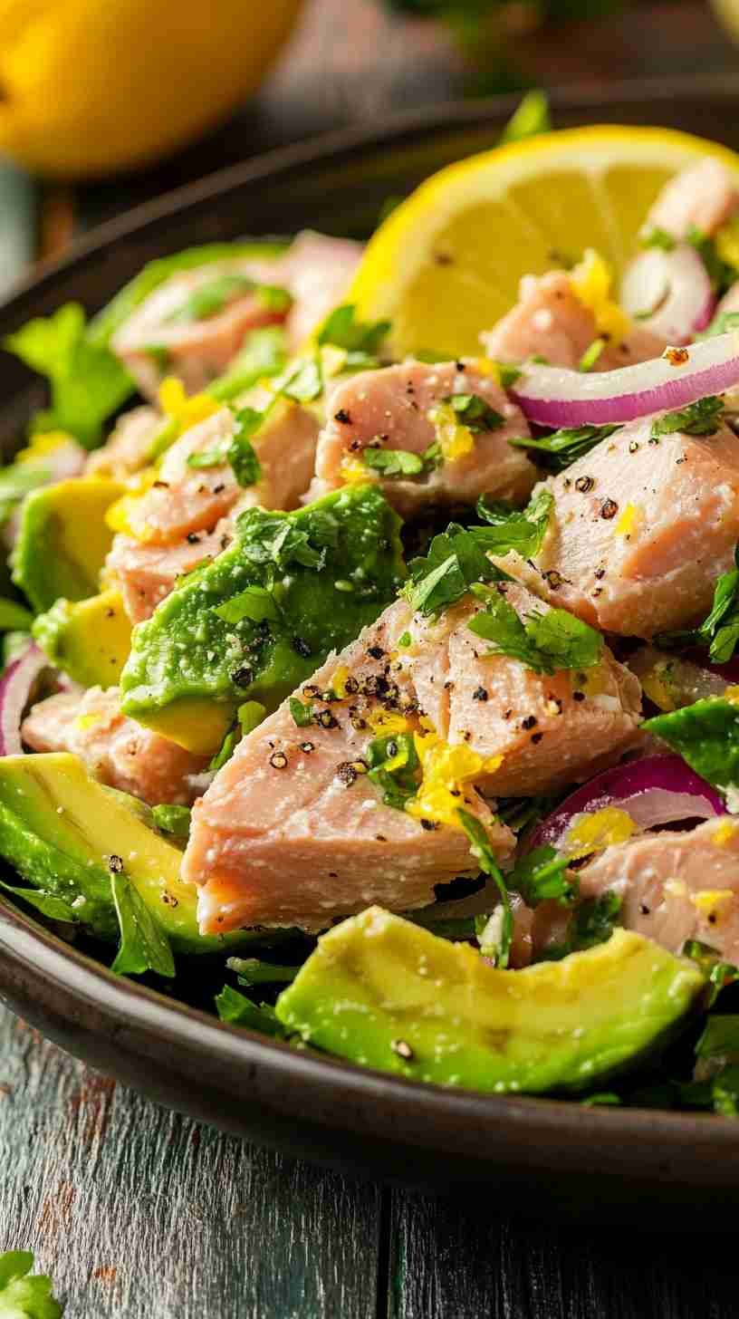 Avocado and Tuna Salad with Lemon Dressing