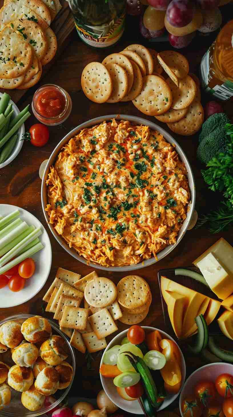 Buffalo Chicken Dip with Crackers