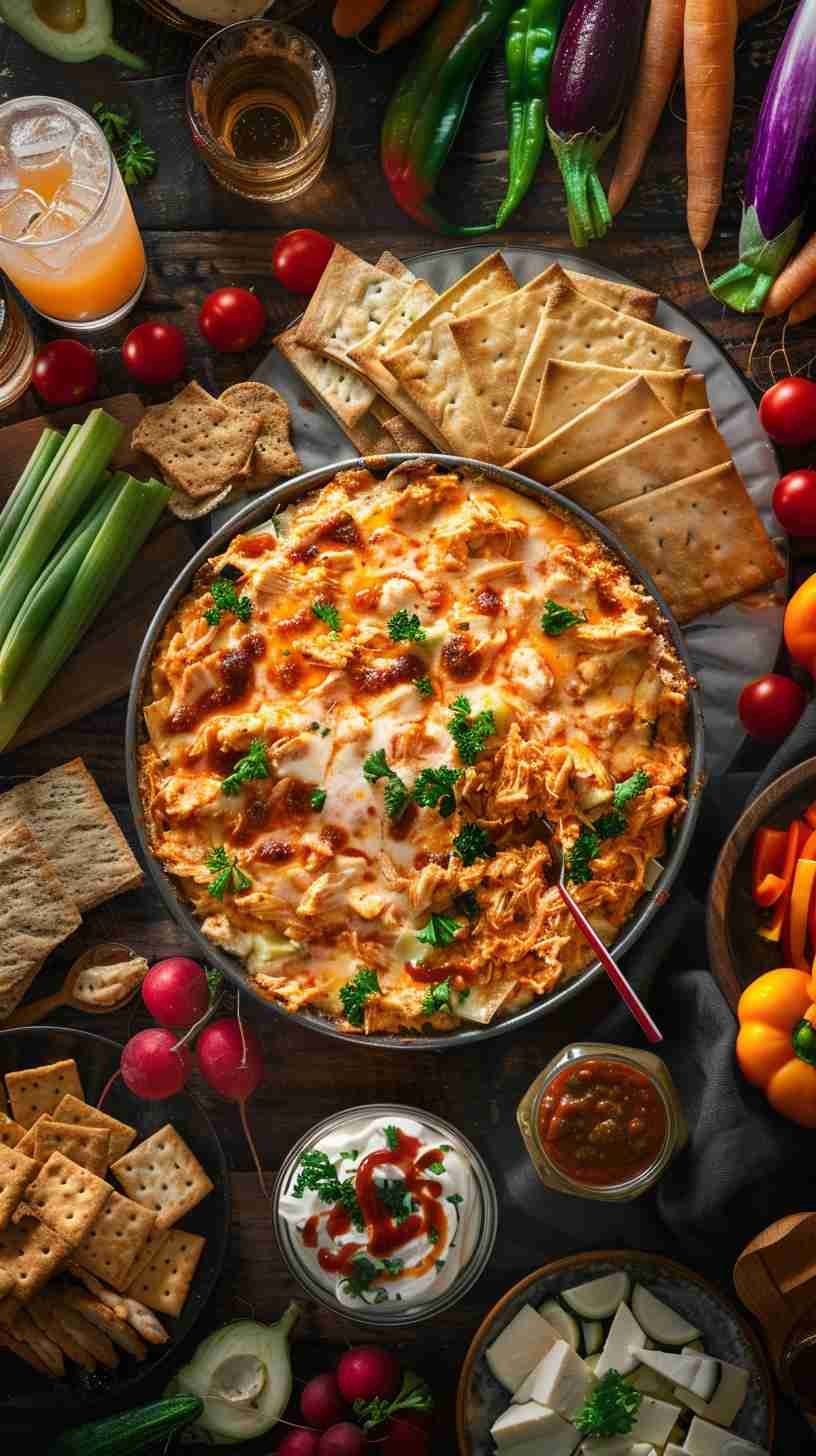 Buffalo Chicken Dip with Crackers