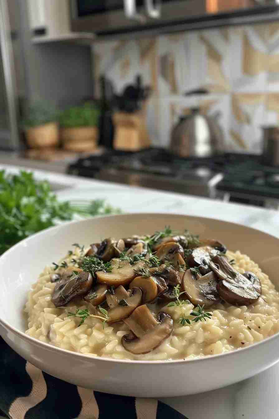 Cap Mushroom Risotto with Fresh Herbs