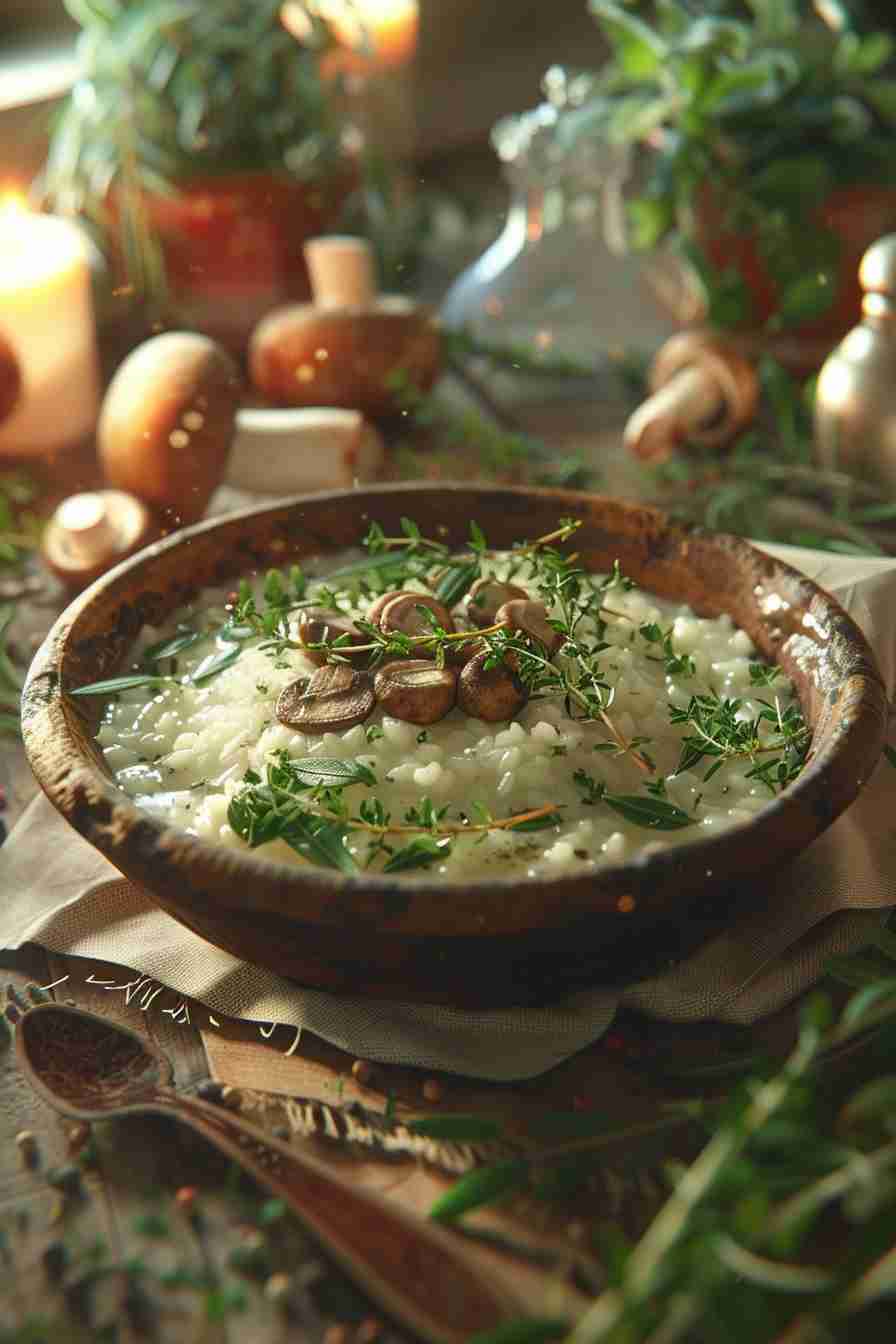 Cap Mushroom Risotto with Fresh Herbs