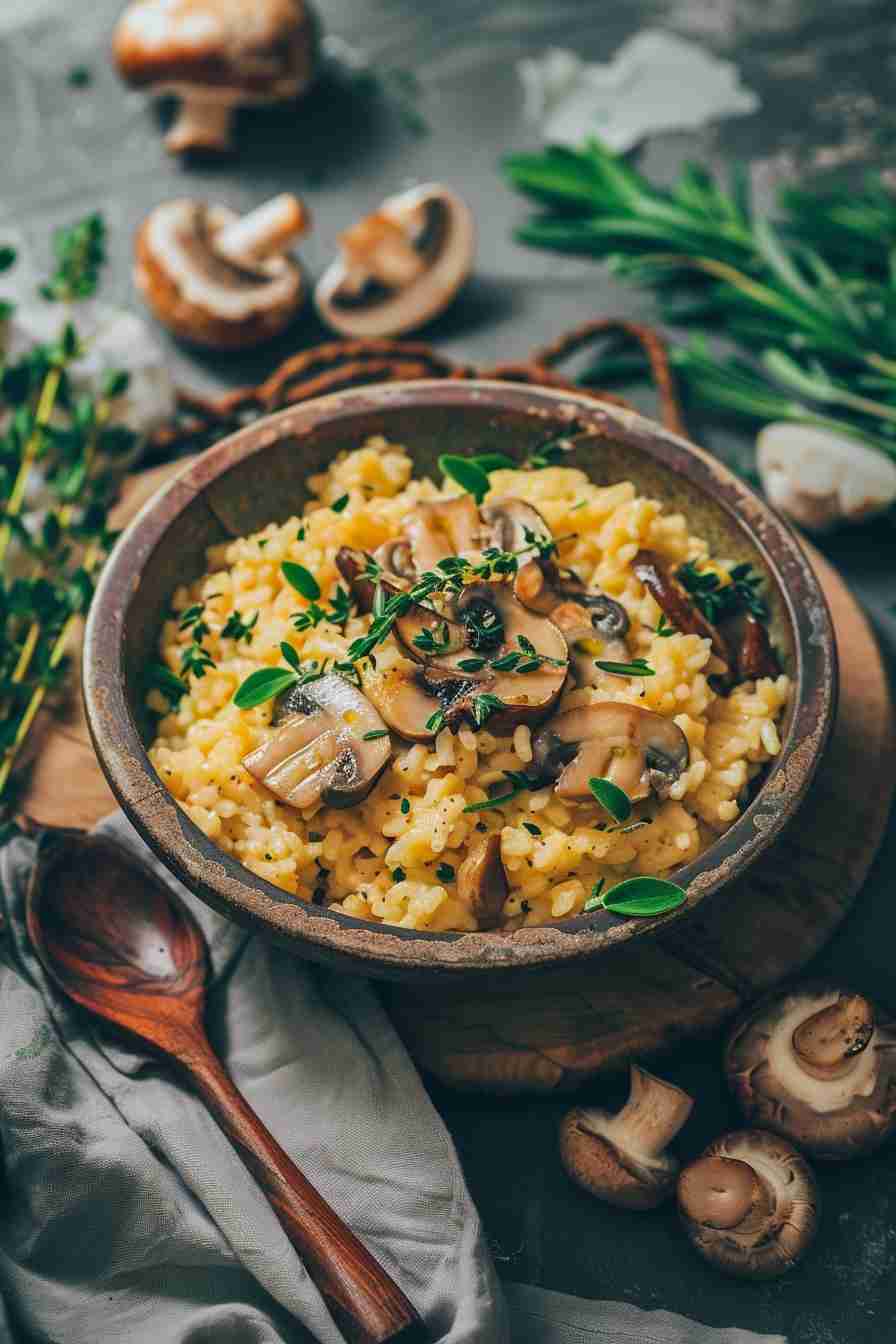Cap Mushroom Risotto with Fresh Herbs