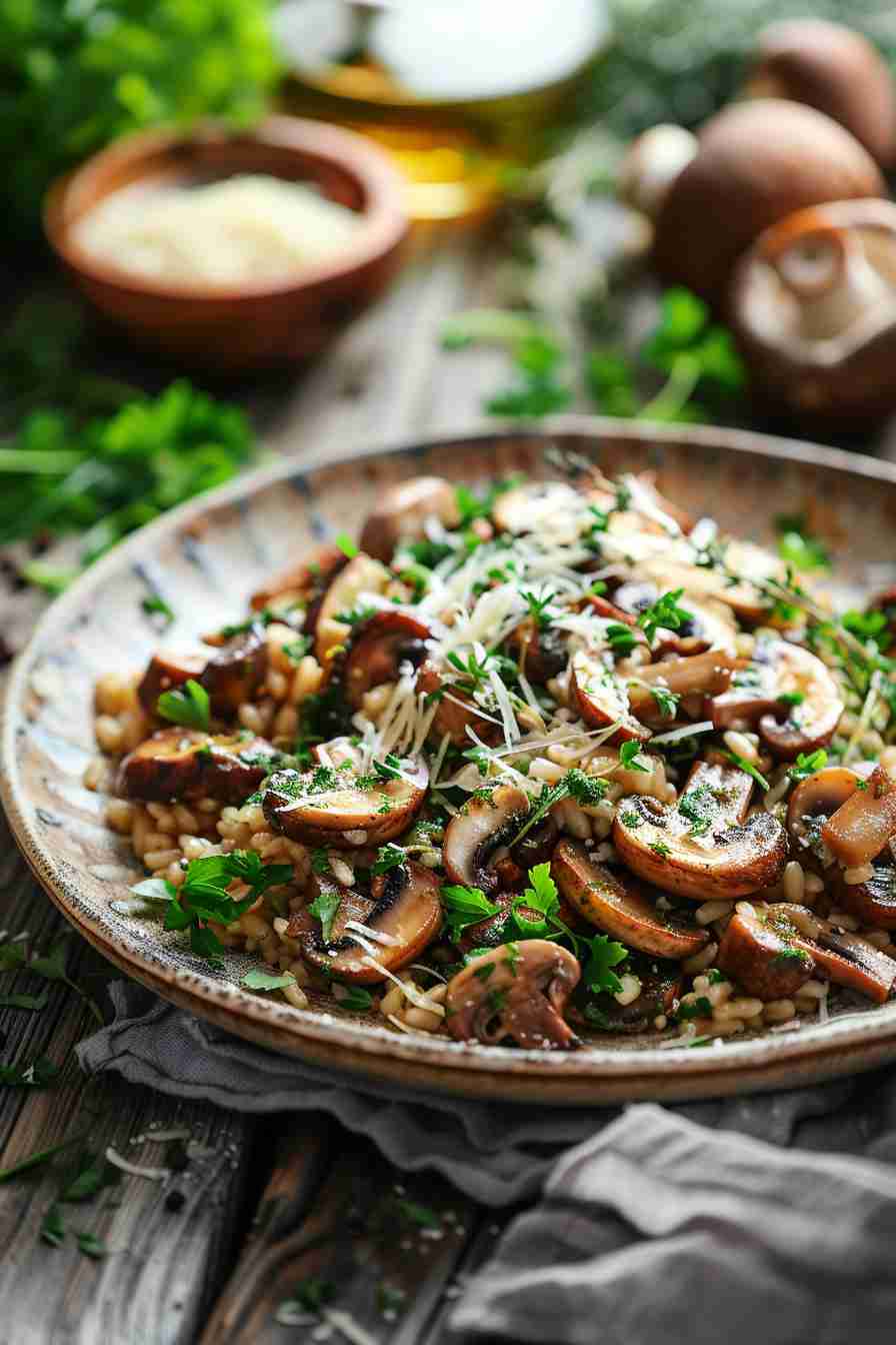 Cap Mushroom Risotto with Fresh Herbs