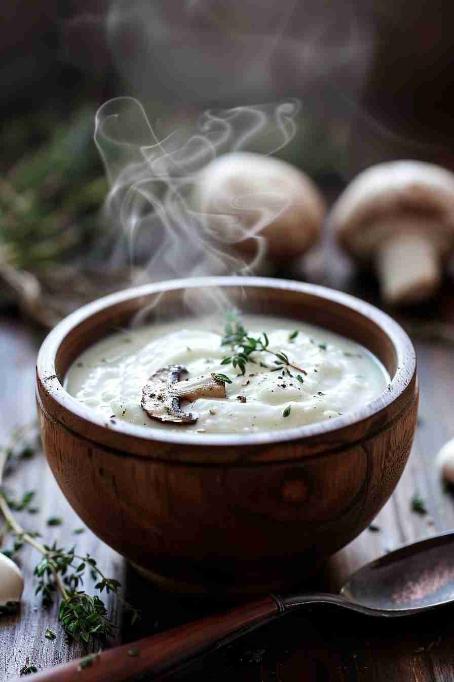 Cap Mushroom Soup with Cream and Thyme