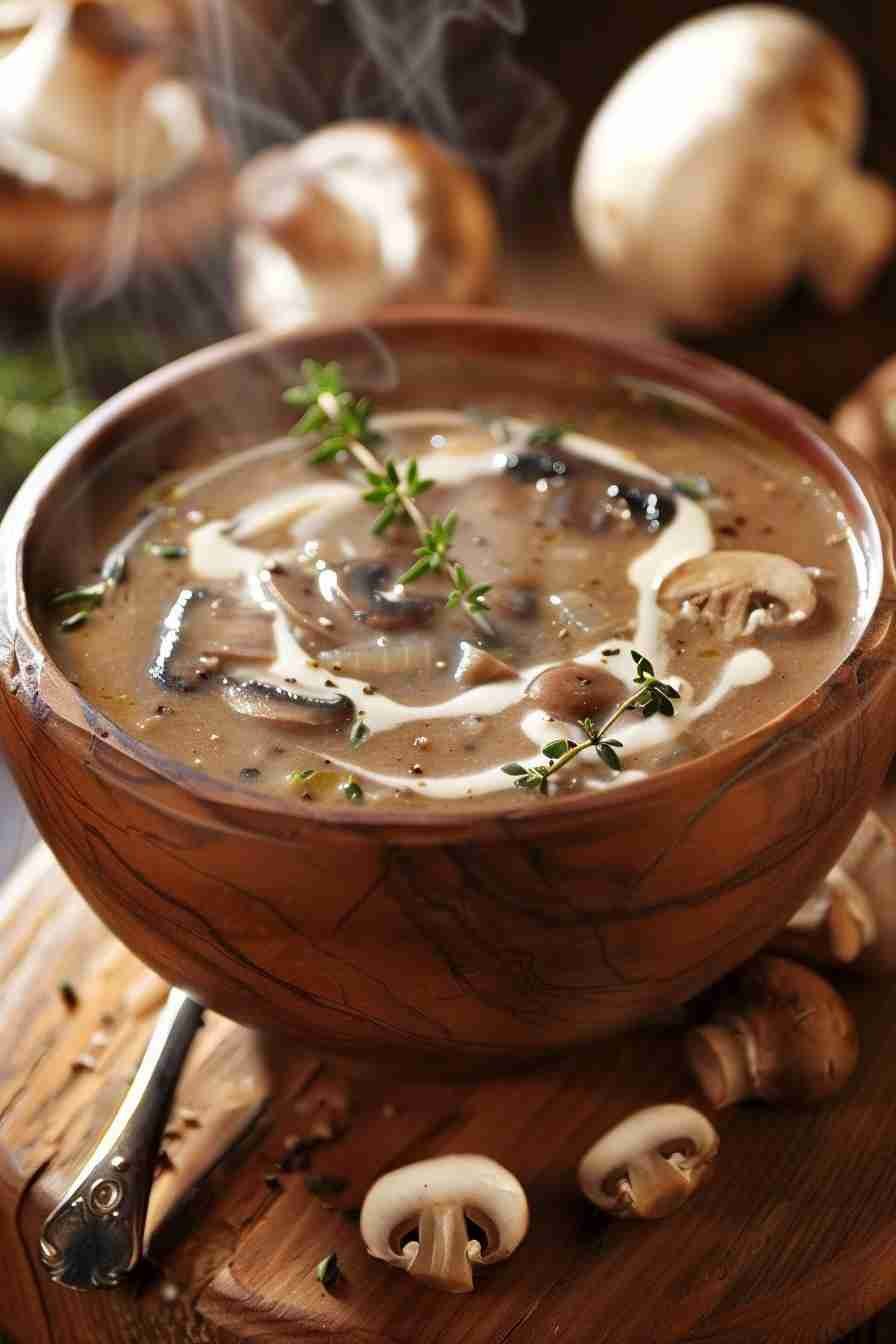 Cap Mushroom Soup with Cream and Thyme