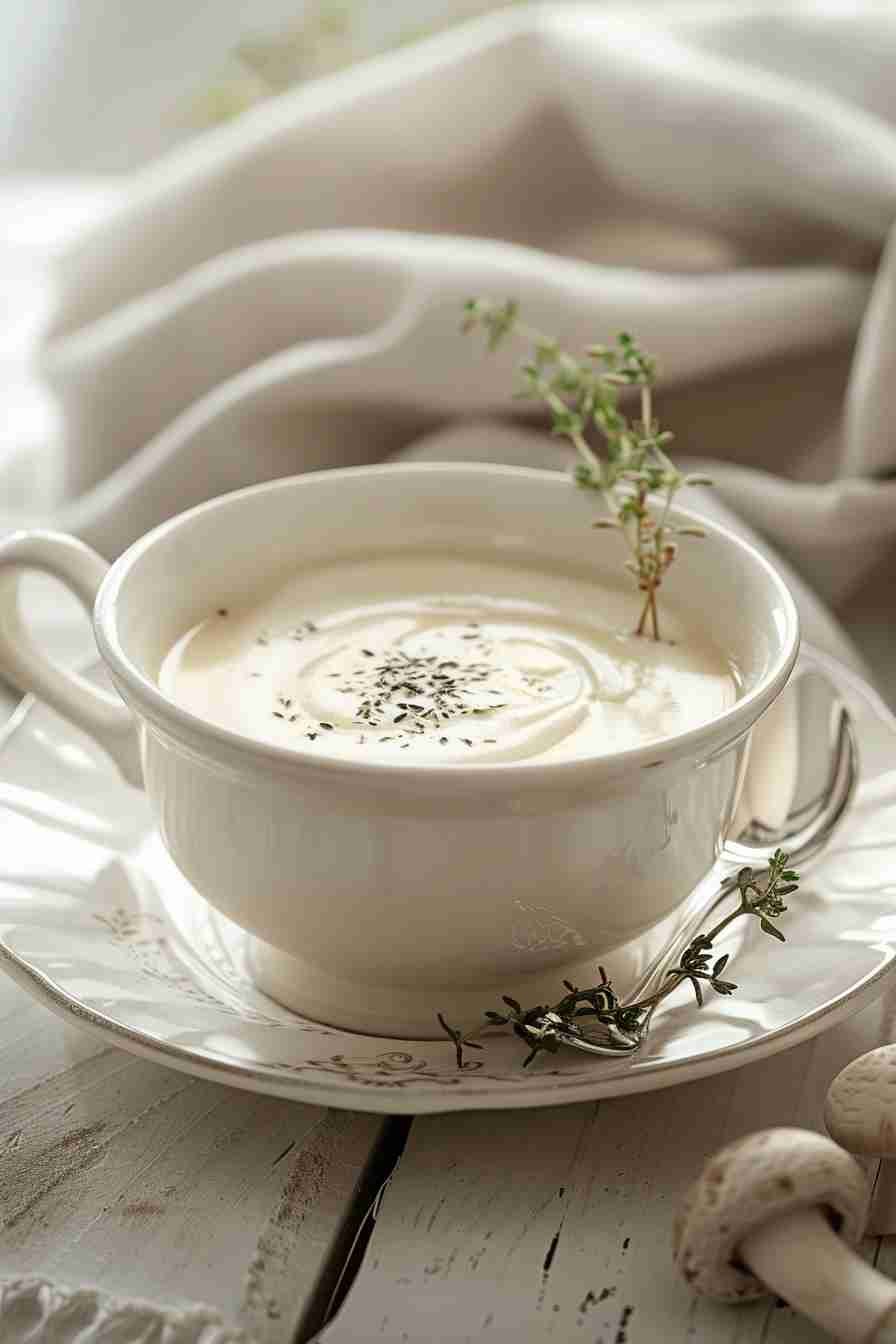 Cap Mushroom Soup with Cream and Thyme