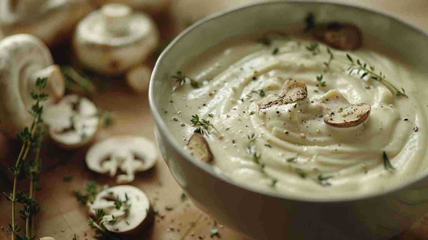 Cap Mushroom Soup with Cream and Thyme