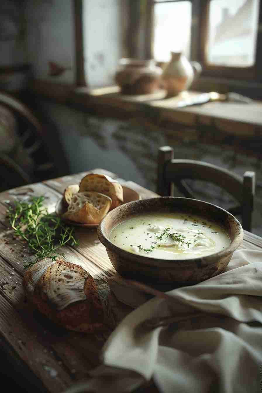 Cap Mushroom Soup with Cream and Thyme